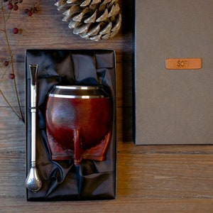Mate gourd , Leather Mate cup , yerba mate, argentinian mate , torpedo , calebasse mat , yerba mate gourd leather