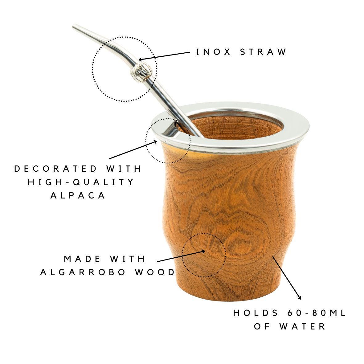 Kit Yerba Mate In Acciaio Inox: Tazza A Doppia Parete 250 Ml, Bombilla Da 16 Cm E Pulitore, Nero - 3