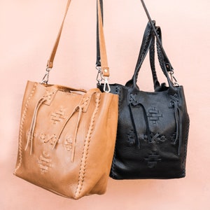 Leather bag Leather purse boho style Woven Detailing image 1