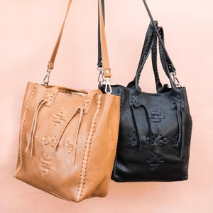 Bolso de cuero - Cartera de cuero estilo boho Woven Detailing