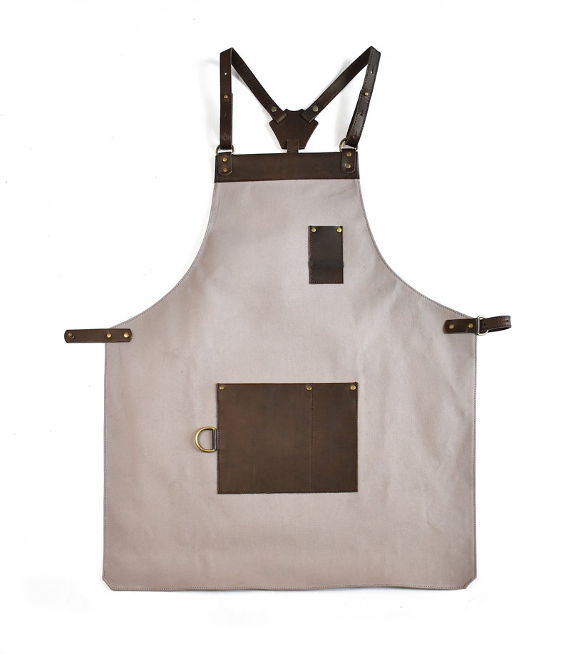 Leather Gardening Apron Crossback Garden Florist Gardener Apron Cloud Blue