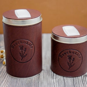 Dark Brown Yerba Mate Container and Azucarera