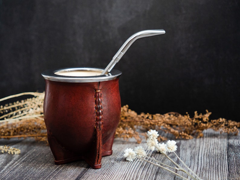 Mate Gourd, Leather Mate Cup, Argentinian Mate, Torpedo, Calebasse Mate, Yerba Mate Gourd Leather image 1
