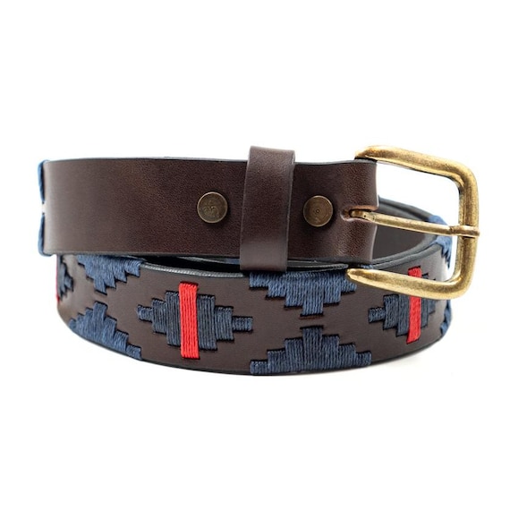 Interchangeable Buckle Embroidered Leather Belt - Etsy