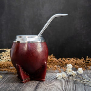 Mate Gourd , Leather Mate Cup , Argentinian Mate , Torpedo , Calebasse Mate , Yerba Mate Gourd Leather