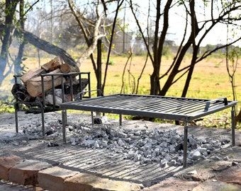 Argentine Iron Grill Set Asado Parrilla Argentina Grill + Brazier, Outdoor Kitchen, Open Fire Cooking