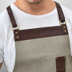 Leather Cooking Apron Crossback Barista BBQ Grill Grillling Chefs Baking Restaurant Barbecue Apron