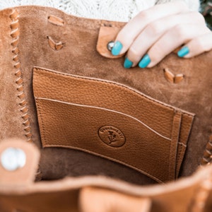 Leather bag Leather purse boho style Woven Detailing image 4