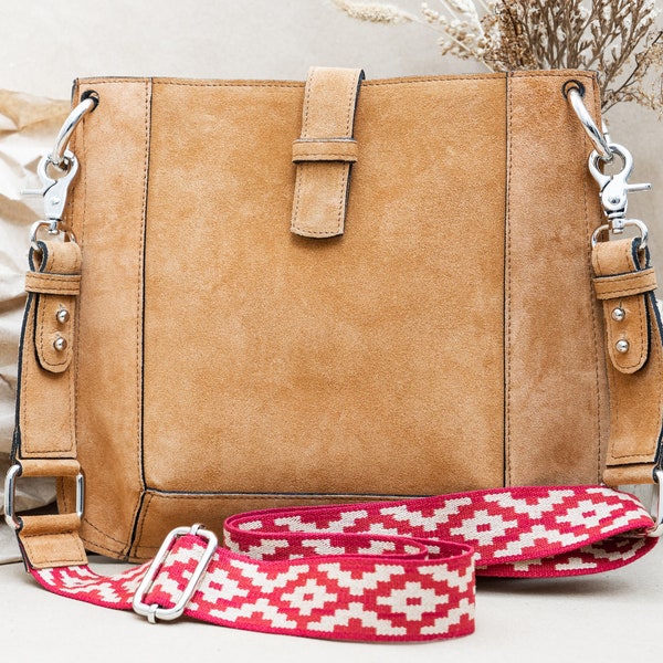 Leren Guarda Pampa-tas - leren tas boho-stijl tas met handvat