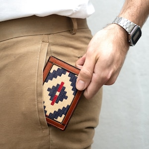 Thin Woven Minimalist Small Leather Wallet Business Credit Card Holder