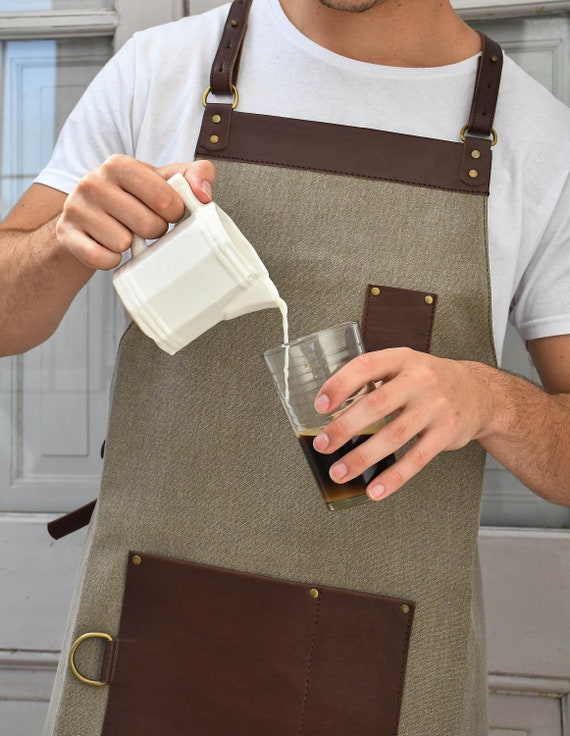 COZERI Arbeitsschürze Aus Canvas - Verstellbar Mit 3 Taschen Für Küche & Handwerk