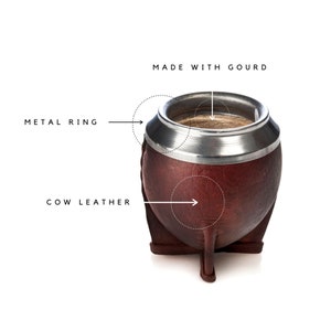 Mate Gourd , Leather Mate Cup , Argentinian Mate , Torpedo , Calebasse Mate , Yerba Mate Gourd Leather image 6