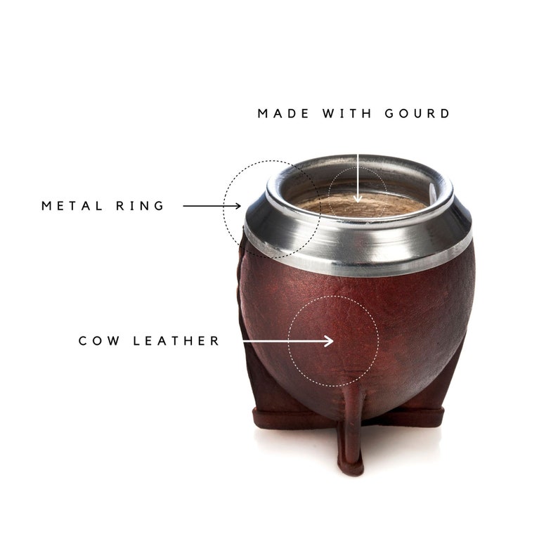 Mate Gourd , Leather Mate Cup , Argentinian Mate , Torpedo , Calebasse Mate , Yerba Mate Gourd Leather image 6