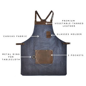 Leather Gardening Apron Crossback Garden Florist Gardener Apron Blue