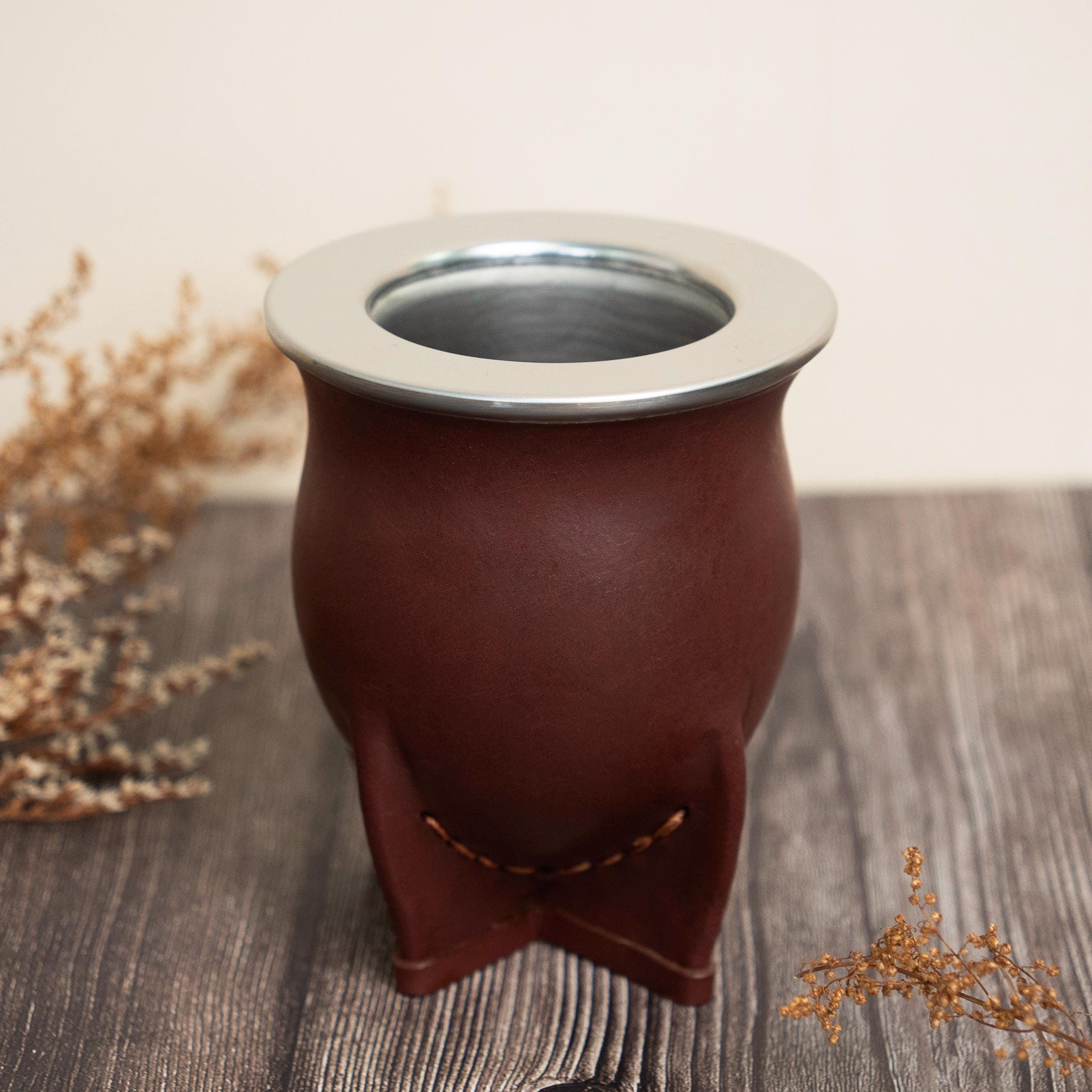 Mate Camionero Inox, Leather Mate Cup , Argentinian Mate, Yerba