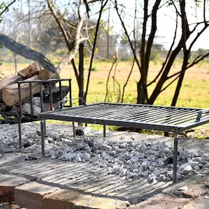 Argentine Iron Grill Set Asado Parrilla Argentina Grill + Brazier, Outdoor Kitchen, Open Fire Cooking
