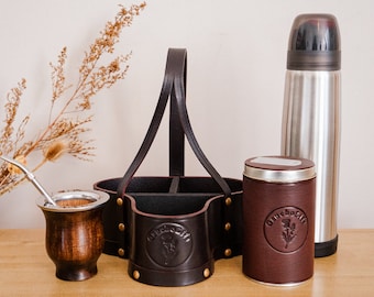 Wooden Mate Set with Mate Set Bag, Yerba Mate Container, Straw and Vacuum Bottle