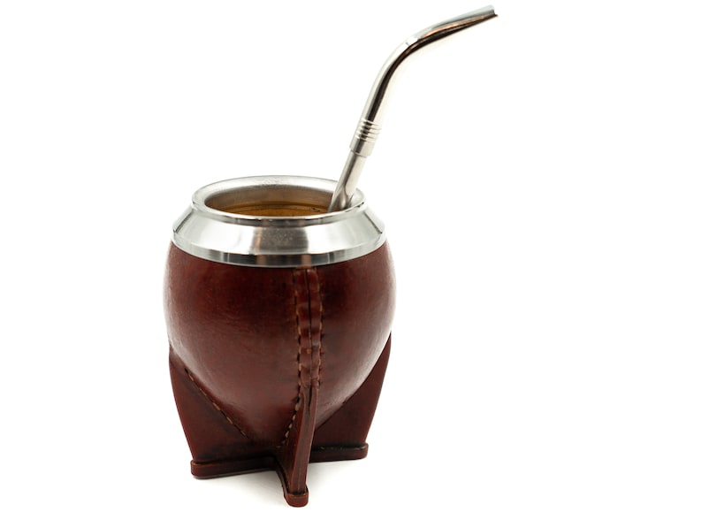 Mate Gourd , Leather Mate Cup , Argentinian Mate , Torpedo , Calebasse Mate , Yerba Mate Gourd Leather image 4