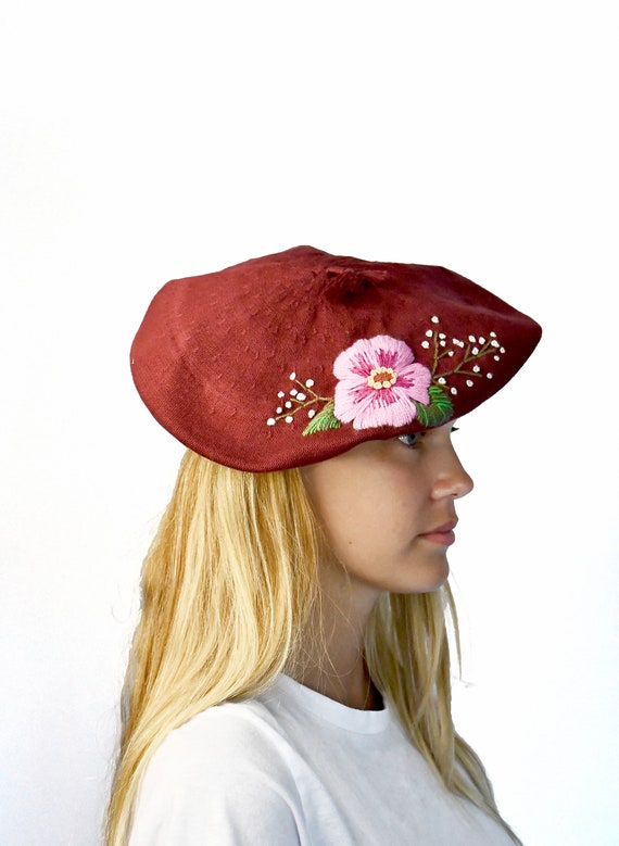 Floral Unisex Beret Gaucho Hat 
