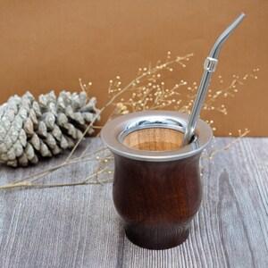 Wooden Mate Gourd Cup, Yerba mate gourd, Mate, Bombilla , Yerba mate cup image 2