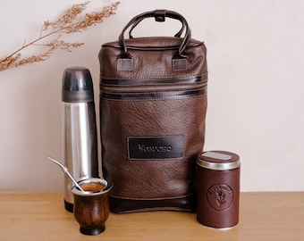 Argentinian Mate Kit - Matera Bag, Yerba Mate Gourd, Thermos