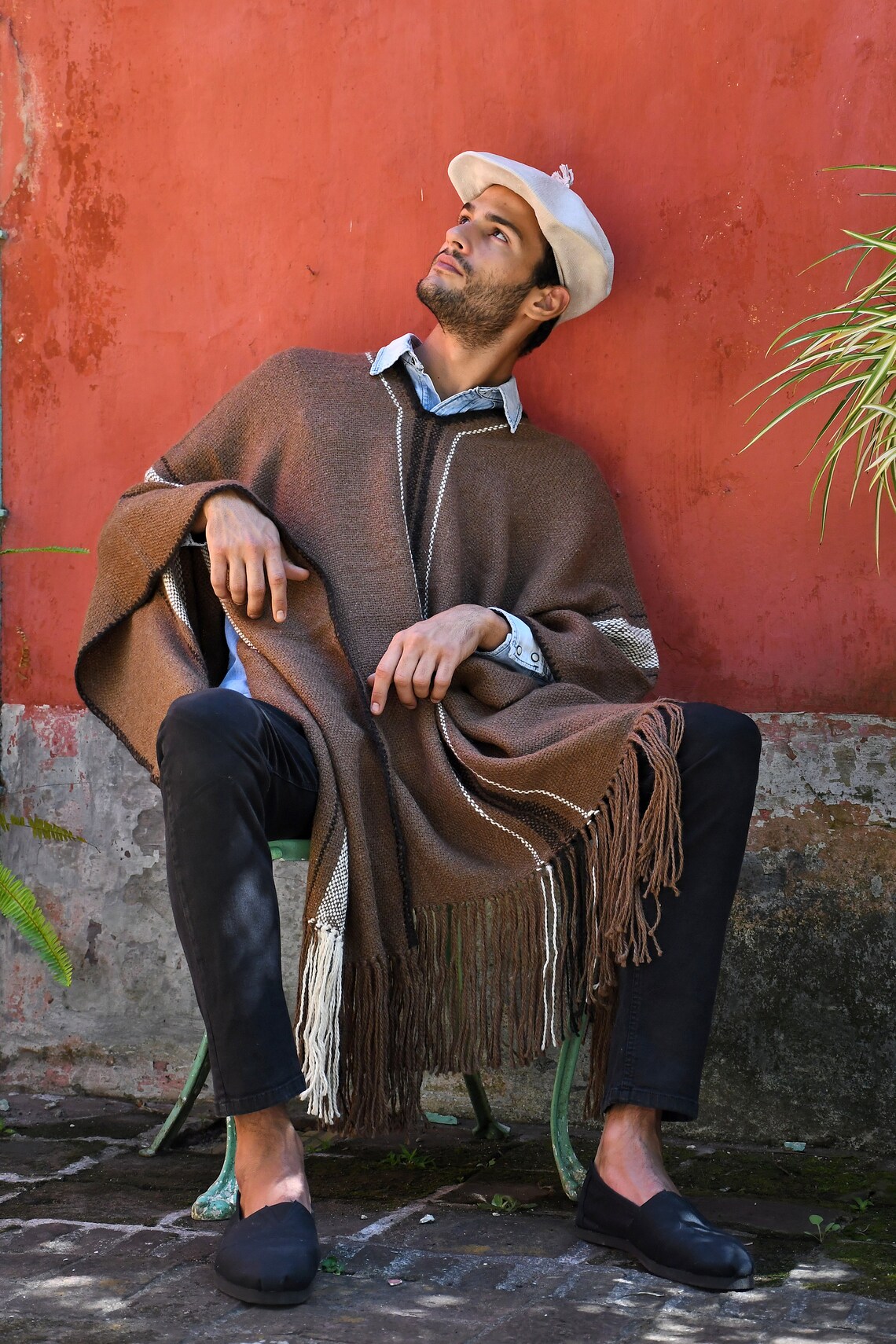 Llama Wool Knitted Poncho Unisex Argentinian Poncho - Etsy