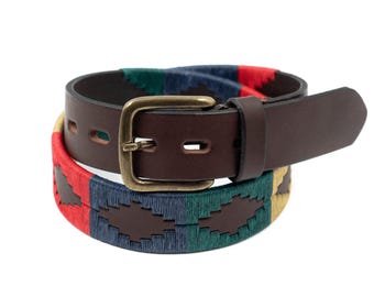 Bestickter Gürtel, Gaucho Gürtel, Polo Gürtel, Ledergürtel, argentinischer Gürtel, argentinischer Polo Gürtel unisex