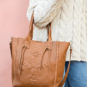 Leather bag Leather purse boho style Woven Detailing image 6