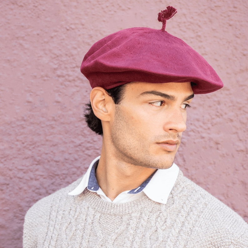 Béret unisexe, chapeau Gaucho, chapeau traditionnel d'Argentine Bordeaux