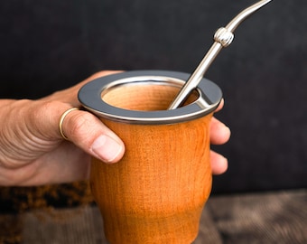 Wooden Mate Gourd Cup, Yerba mate gourd, Mate, Bombilla , Yerba mate cup