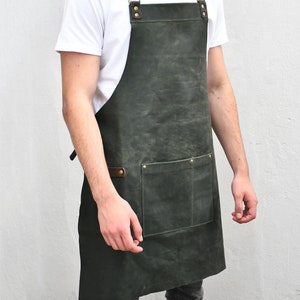 Leather Crossback Apron Handmade Adjustable Vegetable-Tanned Leather Cross Back Apron image 8