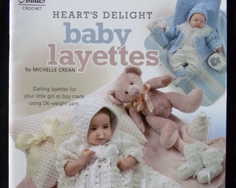 Heart's Delight Baby Layettes - NEW IMPERFECT COPY Crochet Pattern Book of 2 sets of baby clothes + matching accessories 0-6 months