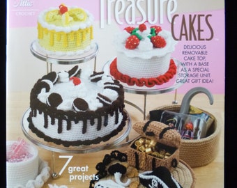 Treasure Cakes - Crochet Pattern Book of 7 fun cakes with removable top & a base to use for storage by Annie's Crochet