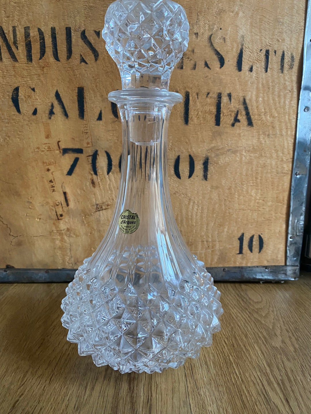 Vintage Lead Crystal Decanter CRISTAL D'ARQUES Carafe Etsy