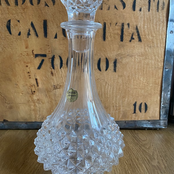 Vintage Blei Kristall Dekanter, CRISTAL D'ARQUES Karaffe