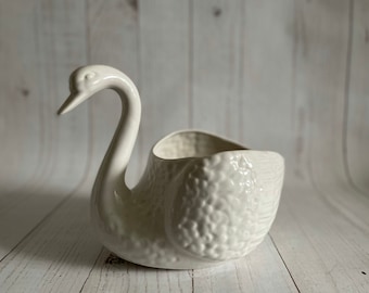 Porcelain swan flower pot