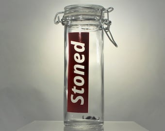 Stache / Stash Jar "Stoned"   (5"tall)