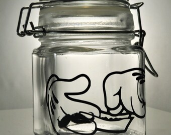 Stache / Stash Jar "Hand Roll"  (Squared)