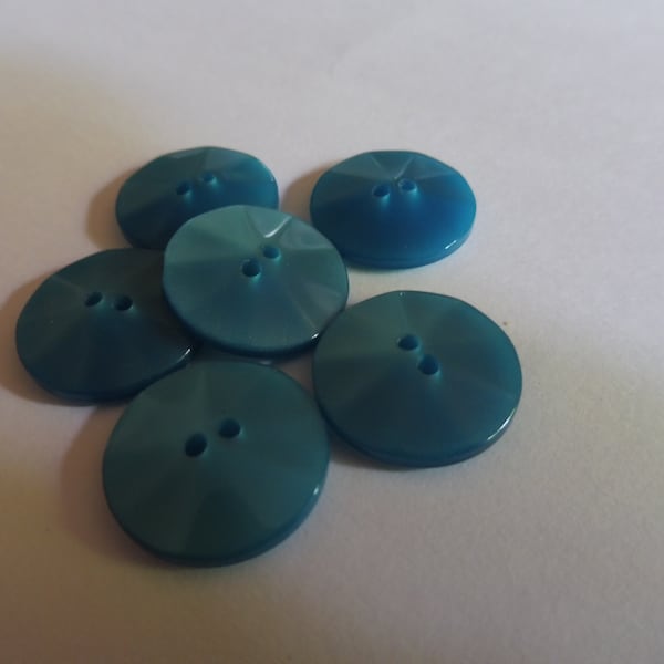 Lot de 6 jolis boutons fantaisie bleu turquoise foncé 18 mm