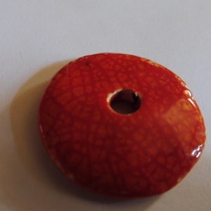 Perle céramique grecque mandarine cercle plat diamètre 3 cm cercle