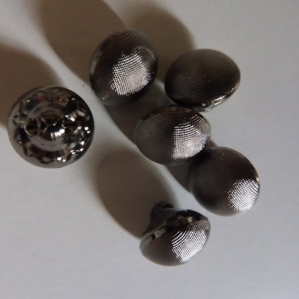 Lot de 6 petits boutons originaux métal 1/2 boules 11 mm