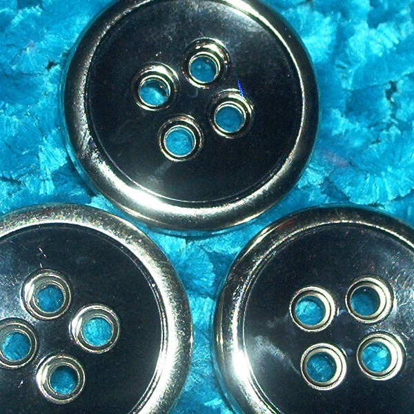 Lot de 3 gros boutons métal noir avec tour argenté 34 mm