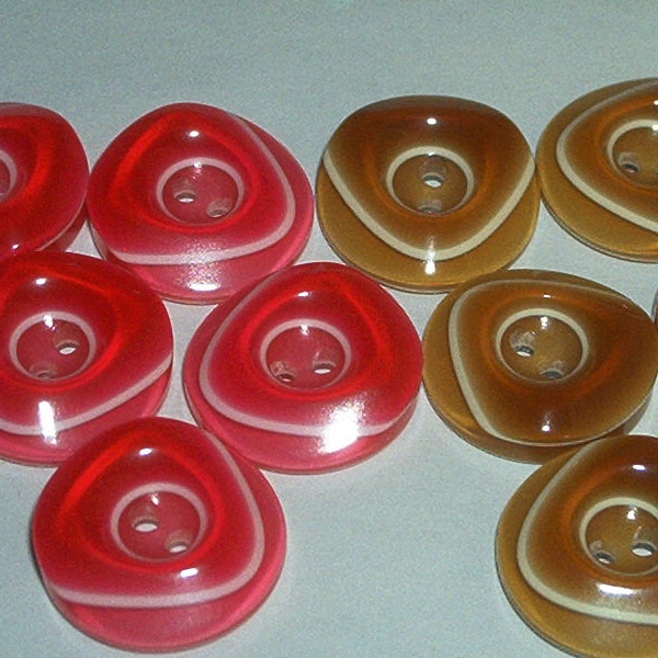 Lot de 5 boutons berlingots rose ou marron ocre originaux 18 mm