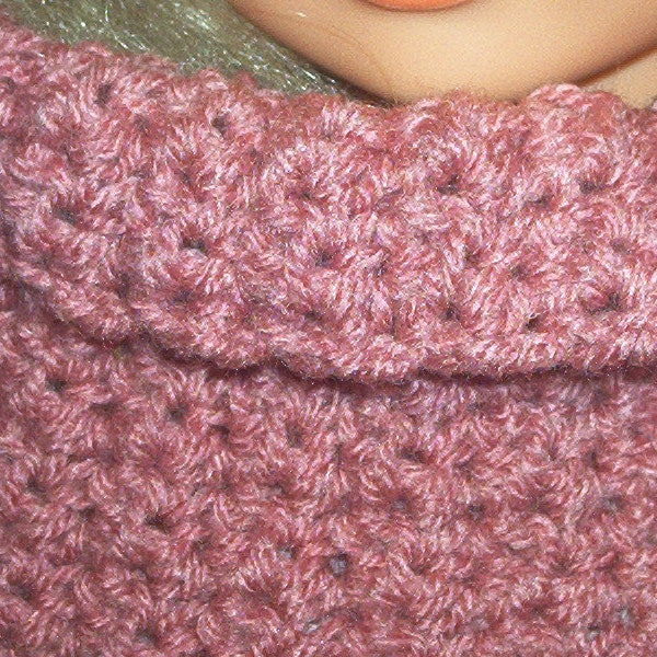 Snood col fait main en laine rose toute douce