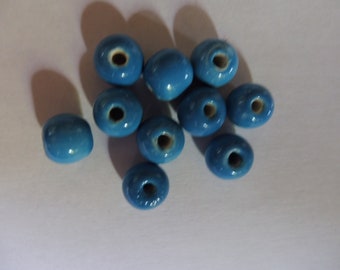 Lot de 5 perles rondes bleues en céramique grecque 12 mm