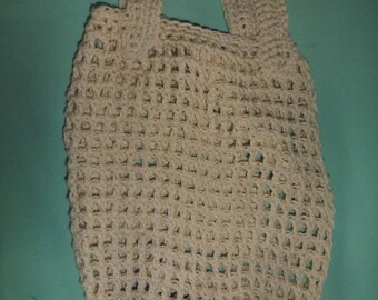 Filet sac en coton naturel fait main au crochet