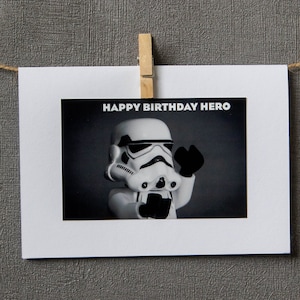 Cartão de aniversário, marido, esposa, amigo, personalizado, em branco, saudação, cartão, Lego, Stormtrooper, Lego Stormtrooper, Heróis, Lego Bowie