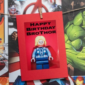 Thor, Tarjeta Thor, Cumpleaños de Thor, Hermano, Tarjeta de Hermano, Cumpleaños de Hermano, Lego Thor, Lego Hermano, Cumpleaños de Marvel, Hermano Marvel