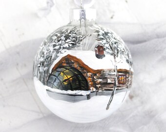 Custom vacation ornament,Personalized Finland souvenir,hand painted Christmas bauble,honeymoon keepsake,vacation trip painting collection