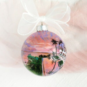 Anguilla sunset| Large Custom vacation ornament| Personalized  Caribbean souvenir| Hand painted honeymoon, anniversary keepsake,vacation